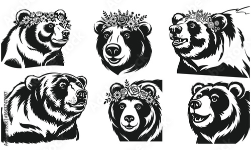 grizzly bear cricut SVG Bundle,  wild Animal cute woodland vector graphics, Funny woodland Animal Christmas, funny wild Animal Halloween.