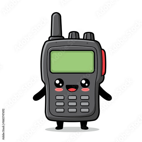 Cute Cartoonized Walkie-Talkie with Happy Expression