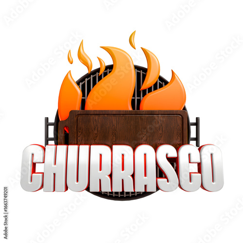 Churrasco selo 3d personalizável para restaurantes e supermercados