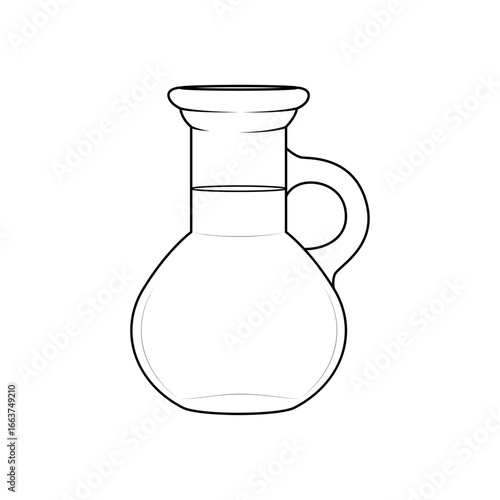 Minimalist line art of a glass jug with handle. Elegant outline illustration for kitchen, restaurant, or beverage design.