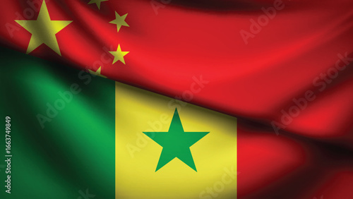 senegal and china flag fusion design