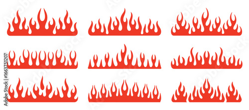 Fiery Flames Collection Vector Illustration Set with Transparent Background for Graphic Design Projects