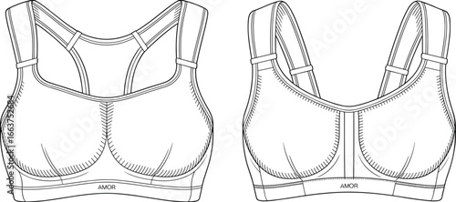Sports bras front and back view, seamless comfort, adjustable straps, fitness wear, women's activewear essentials, supportive design, breathable fabric, workout gear