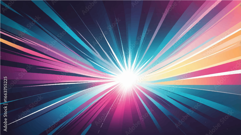 Colorful abstract background with glowing rays and rainbow burst Colorful abstract background with glowing rays and rainbow burst