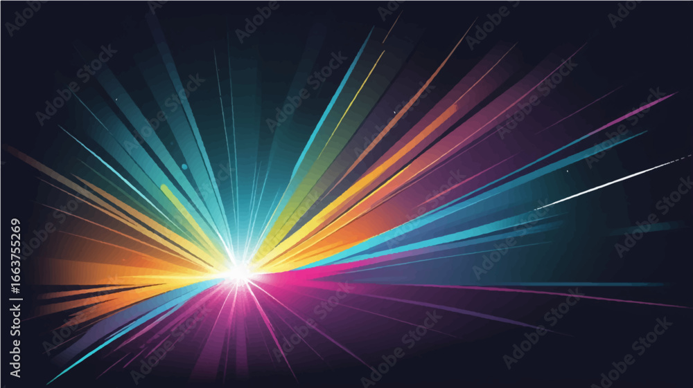 Colorful abstract background with glowing rays and rainbow burst Colorful abstract background with glowing rays and rainbow burst