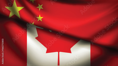 canada and china flag fusion design