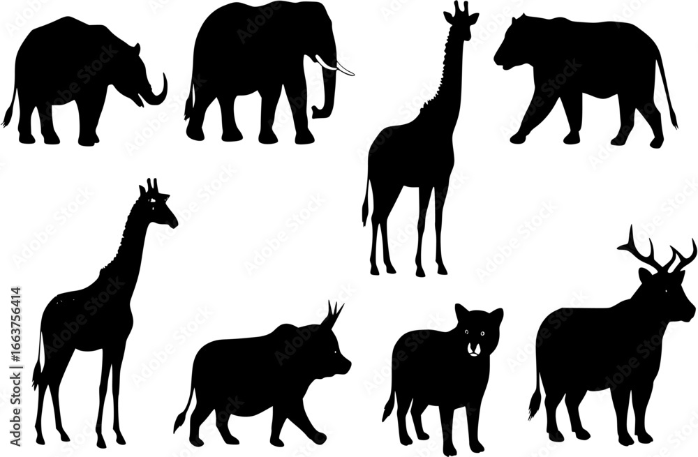 Fototapeta premium set of animals silhouettes 