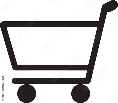 Shopping Cart Icon: A minimalist shopping cart icon, a symbol of commerce and consumption, perfectly conveying the essence of shopping and retail experiences.