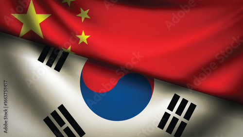 south korea and china flag fusion design