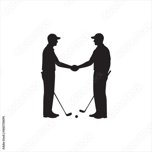 A Friendly Golfing Exchange Two Golfers Shake Hands After a Round
