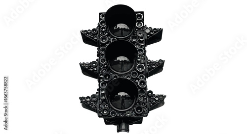 Intricate monochrome traffic light with speaker elements for urban design concepts