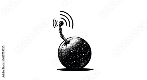 Creative concept of technology and communication with orange and antenna