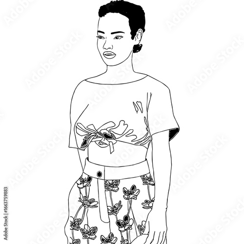 Fille au pantalon à fleur