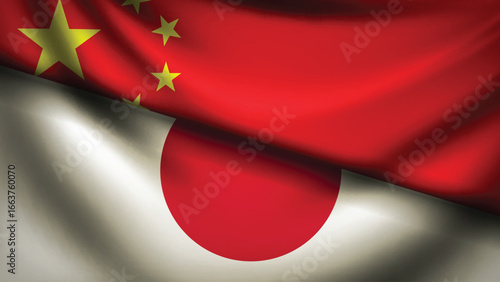 japan and china flag fusion design