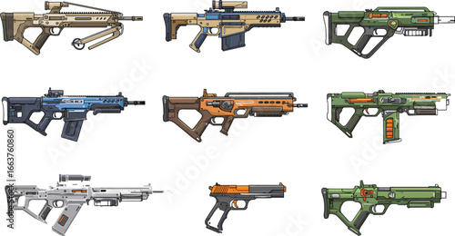 Futuristic Sci-Fi Weapon Set | Vector Game Asset Collection new illustration vector ai
