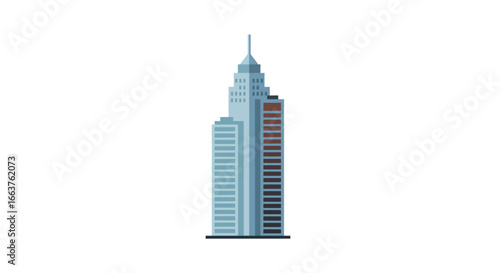 Modern skyscraper icon with flat design style isolated on white background