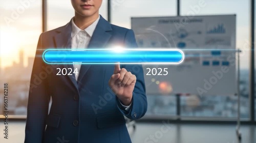 Businesswoman  Progress Bar 2024-2025:  Strategic Planning and Future Goals