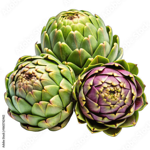 artichoke on green background