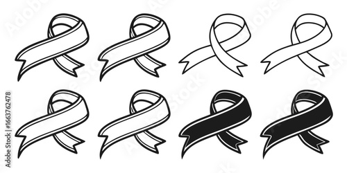 Collection of Black and White Awareness Ribbons