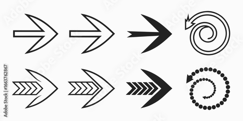Collection of Diverse Arrow Icons and Symbols
