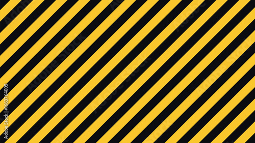 Yellow and black diagonal stripes background. Abstract warning texture with caution lines pattern. Hazard style backdrop for construction, safety, industrial design, and graphic decoration.