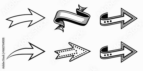 Collection of Stylized Arrow and Ribbon Graphics