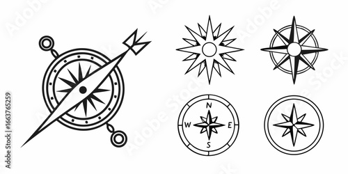 Collection of Stylized Compass Rose Designs