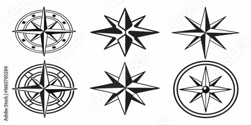 Collection of Stylized Compass Rose Designs