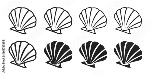 Collection of Stylized Seashell Icons