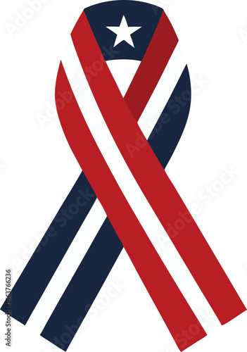  patriotic ribbon with american flag colors and star, symbolizing patriotism, support, and unity for the united states