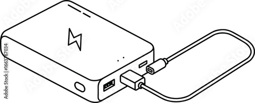 Flat vector illustration of a power bank charging a smartphone, representing mobile technology, battery power, charging, and electronic devices