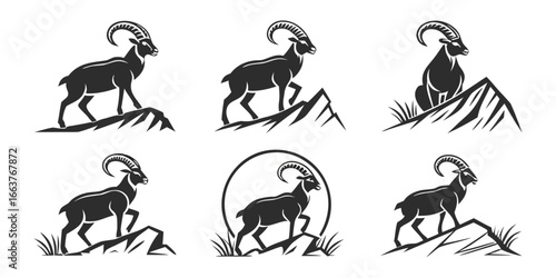 Ibex Mountain Goat Silhouette Collection