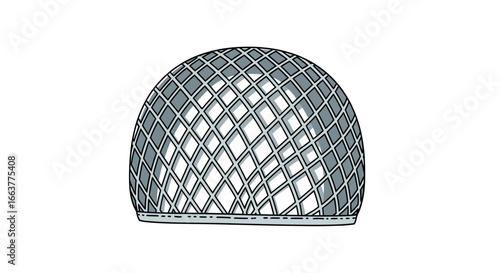 Dome shaped net cover illustration with intricate diamond mesh pattern and subtle shading for depth and texture