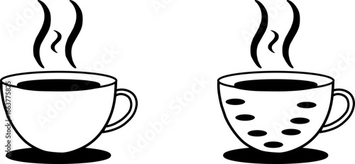 Two cups of coffee, a hot and aromatic drink