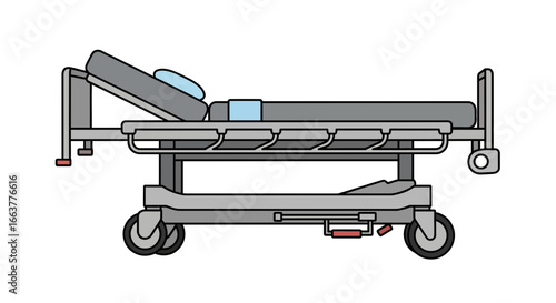 Hospital stretcher bed with adjustable features for patient care and transportation in medical facilities and emergency situations