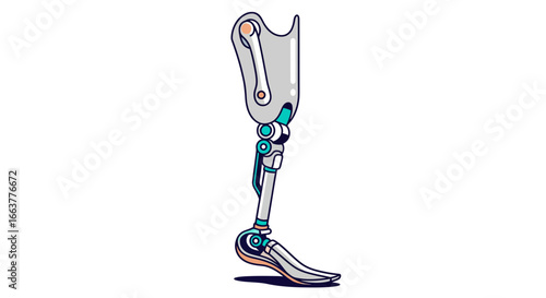Illustrated prosthetic leg offers hope for mobility and technological advancement in rehabilitation and assistive devices