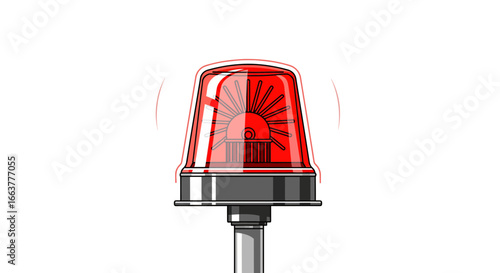 Red flashing emergency light illustration signaling danger and urgency for safety measures and immediate attention