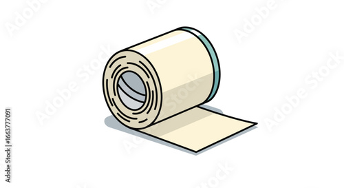 Roll of adhesive tape unrolling with clean lines and simple design ideal for various creative and practical applications