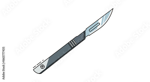 Vector illustration of a surgical scalpel with a sharp blade and handle, perfect for medical and science themes