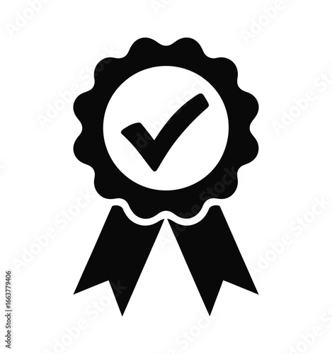 Get Approved with this Modern Checkmark Badge for Quality Assurance and Validation, Perfect for Business Verification and Product Compliance Promotion