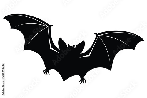 Spooky bat silhouette soaring through the night perfect for Halloween designs and eerie themed decorations, adding a touch of frightful fun to your project