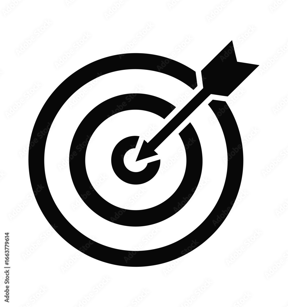 Hit your business target with precision and achieve goals with this impactful icon, perfect for marketing, strategy, and success visuals Hit your business target with precision and achieve goals with this impactful icon, perfect for marketing, strategy, and success visuals