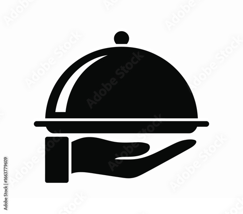 Elegant catering tray held by hand for upscale restaurant or event service, perfect for showcasing culinary excellence and sophisticated dining experiences