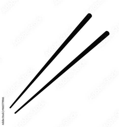 Elegant black chopsticks awaiting delicious Asian cuisine, perfect for restaurant menus, food blogs, and culinary designs with authentic cultural flair