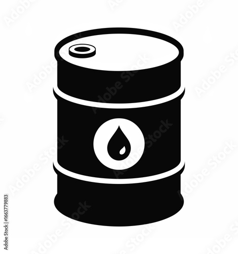 Crude oil barrel icon symbolizing energy, industry, and global markets offering a modern, clean design for editorial use in finance and trade publications