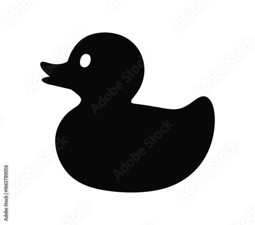 Classic black rubber duck silhouette for playful designs and charming kids' projects, a whimsical touch that is perfect for branding and creative projects