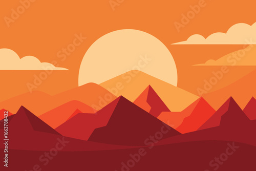 Majestic mountain range at sunset with warm colors, clouds, and a scenic view, perfect for travel, adventure, and natureinspired backgrounds