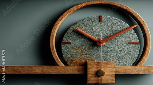 Wooden clock with a slate-colored face