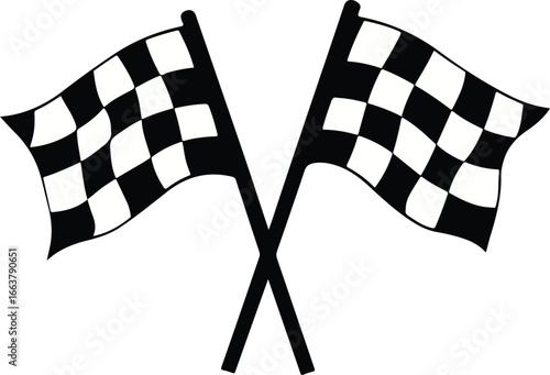 Crossed Race Flags Vector on Transparent Background