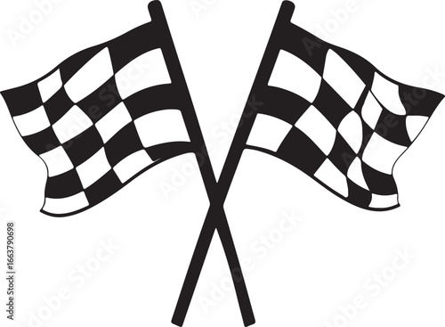 Crossed Race Flags Vector on Transparent Background